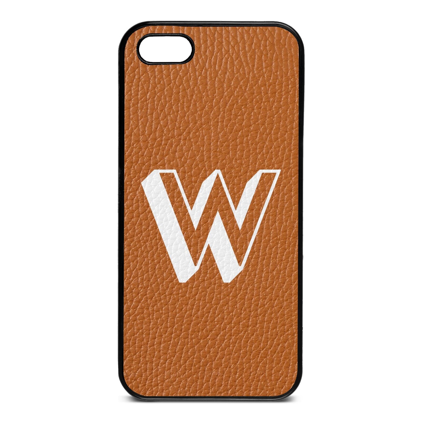 Drop Shadow Initial Tan Pebble Leather iPhone 5 Case