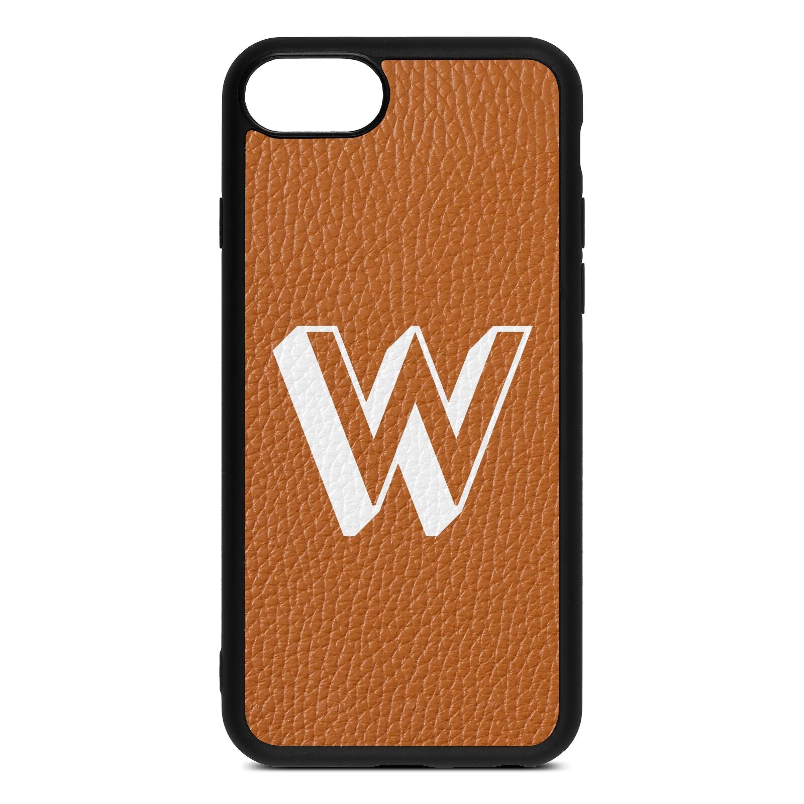 Drop Shadow Initial Tan Pebble Leather iPhone 8 Case