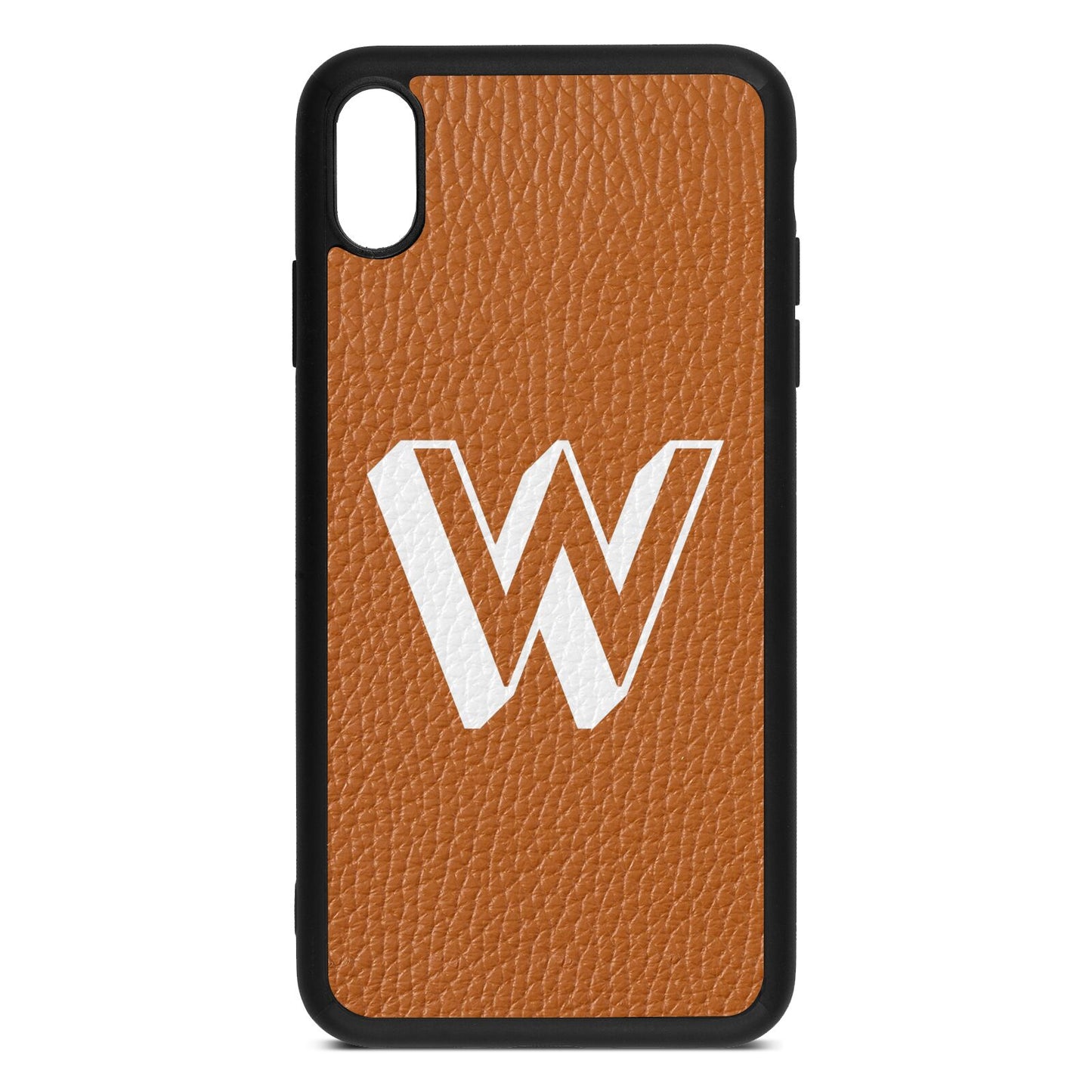 Drop Shadow Initial Tan Pebble Leather iPhone Xs Max Case