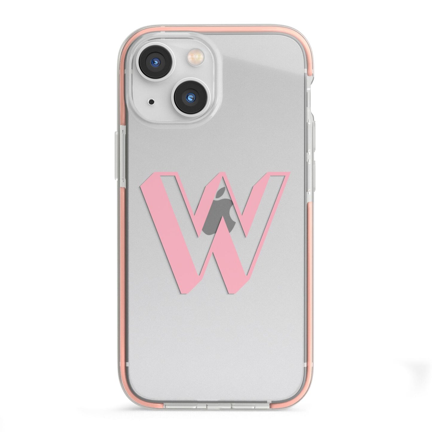 Drop Shadow Initial iPhone 13 Mini TPU Impact Case with Pink Edges