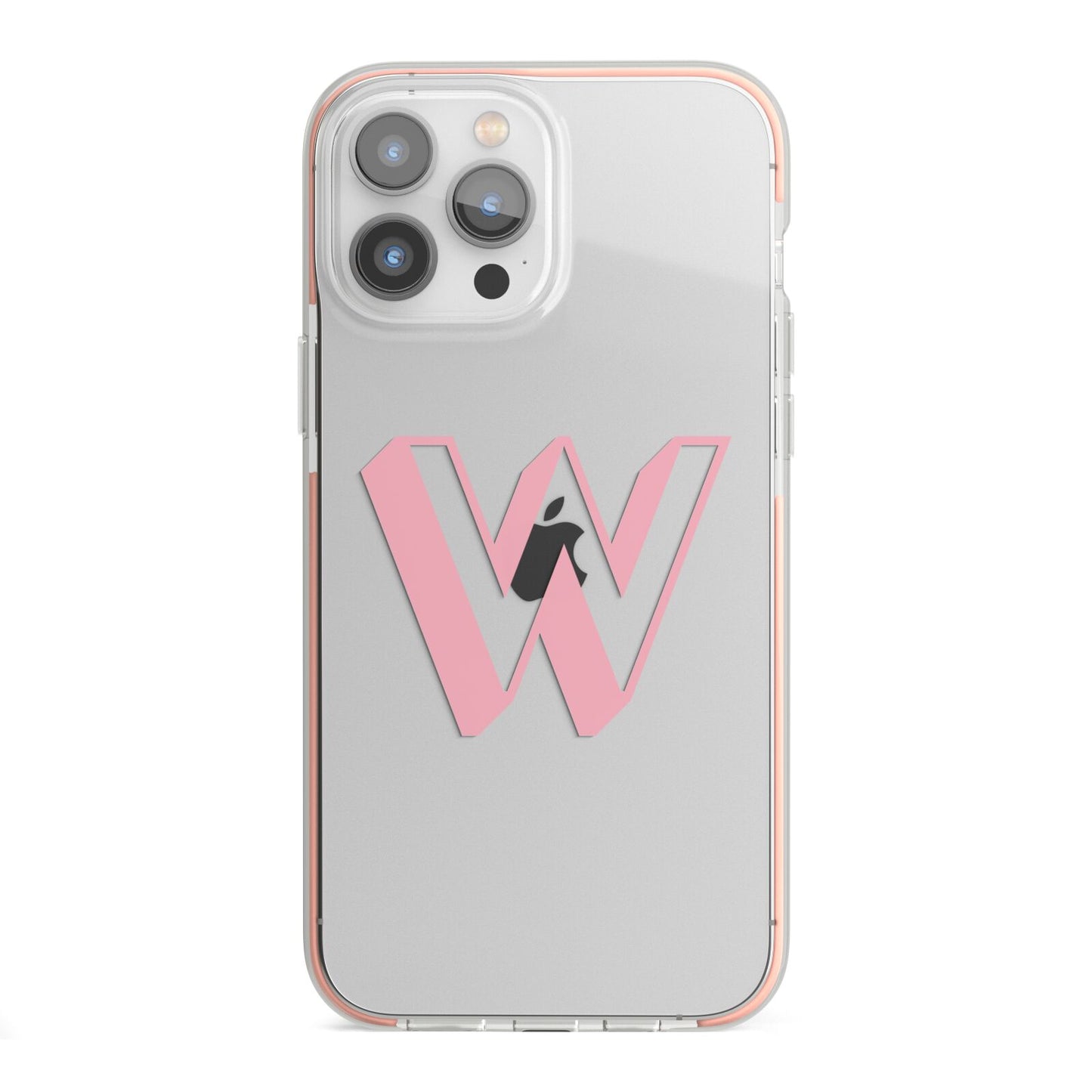 Drop Shadow Initial iPhone 13 Pro Max TPU Impact Case with Pink Edges