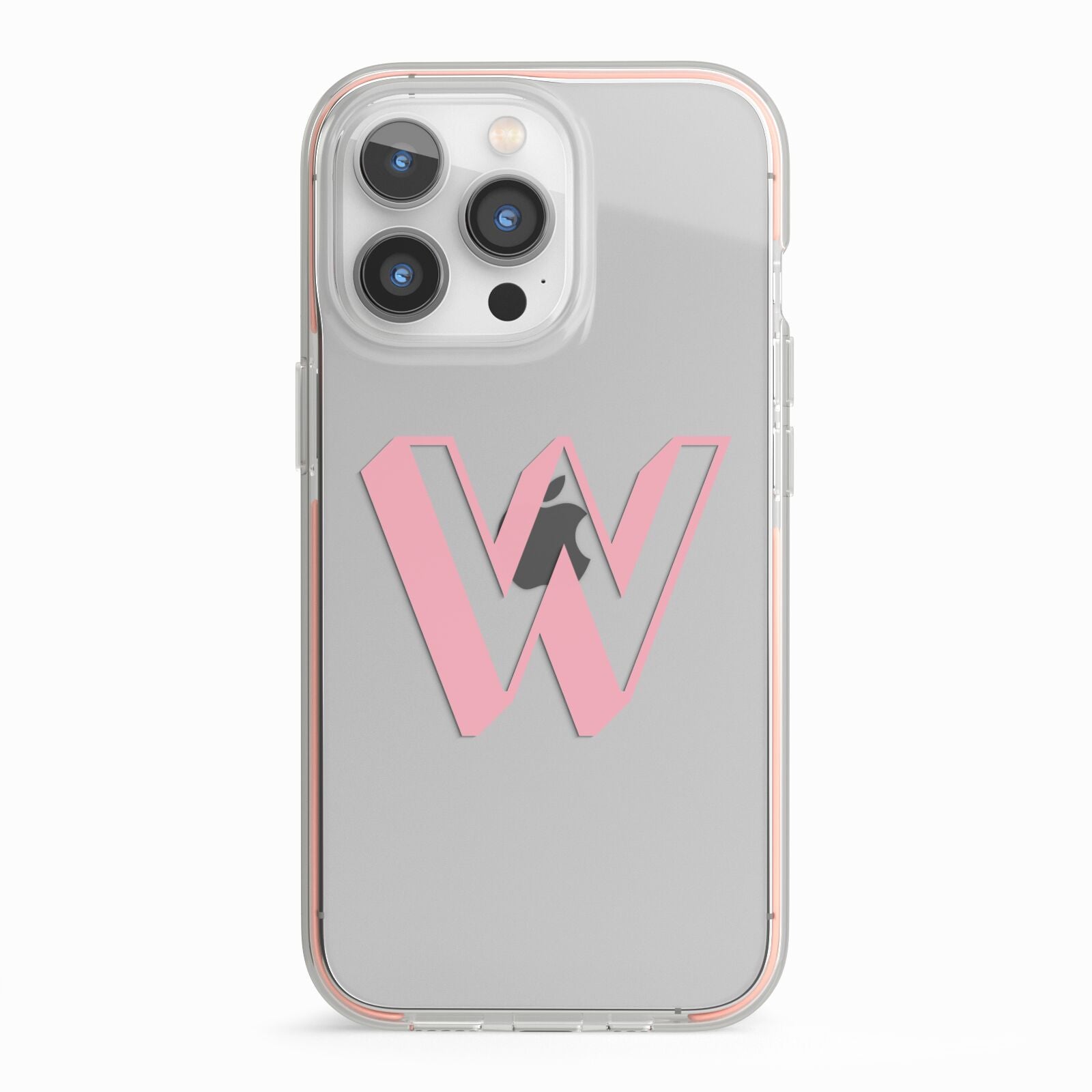 Drop Shadow Initial iPhone 13 Pro TPU Impact Case with Pink Edges