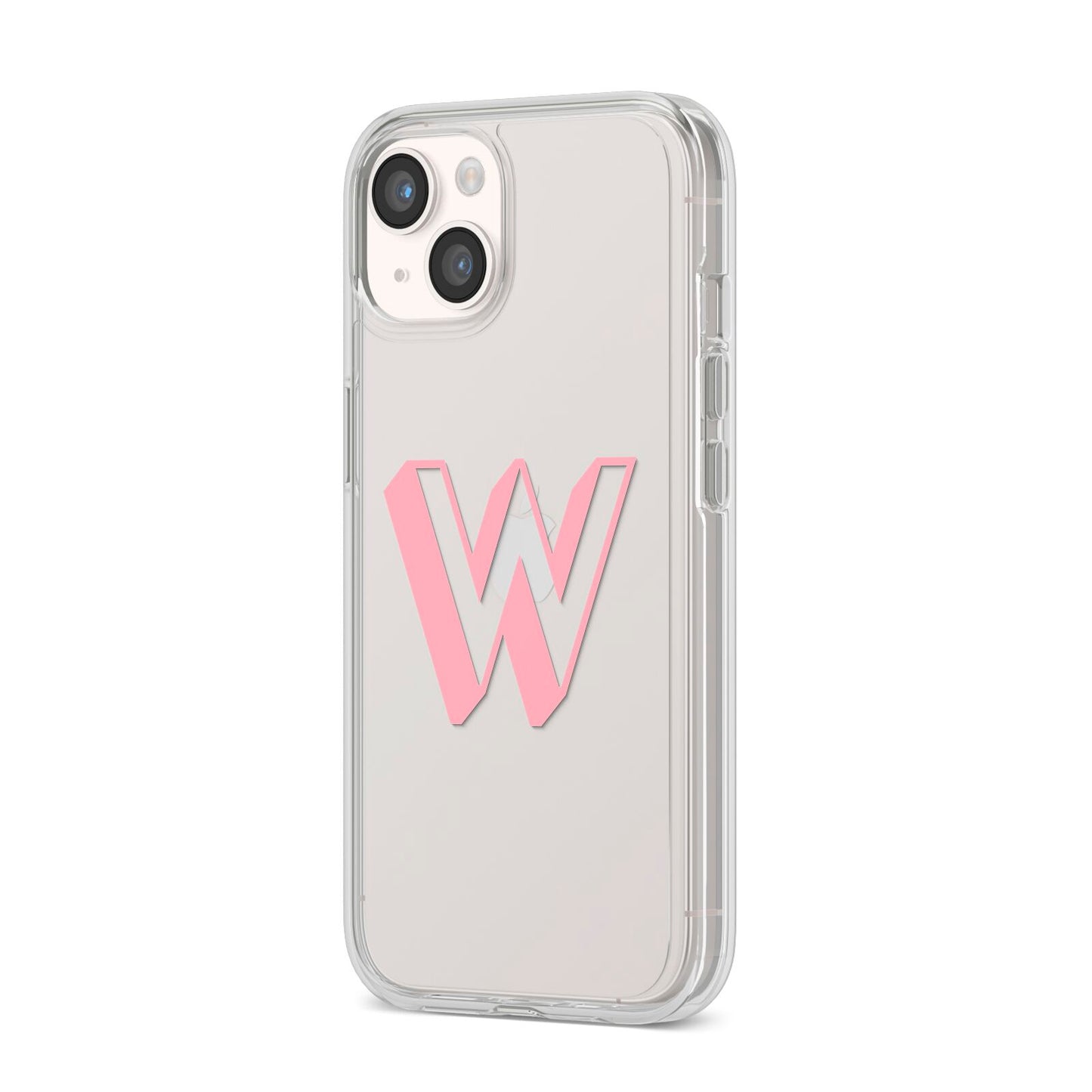 Drop Shadow Initial iPhone 14 Clear Tough Case Starlight Angled Image