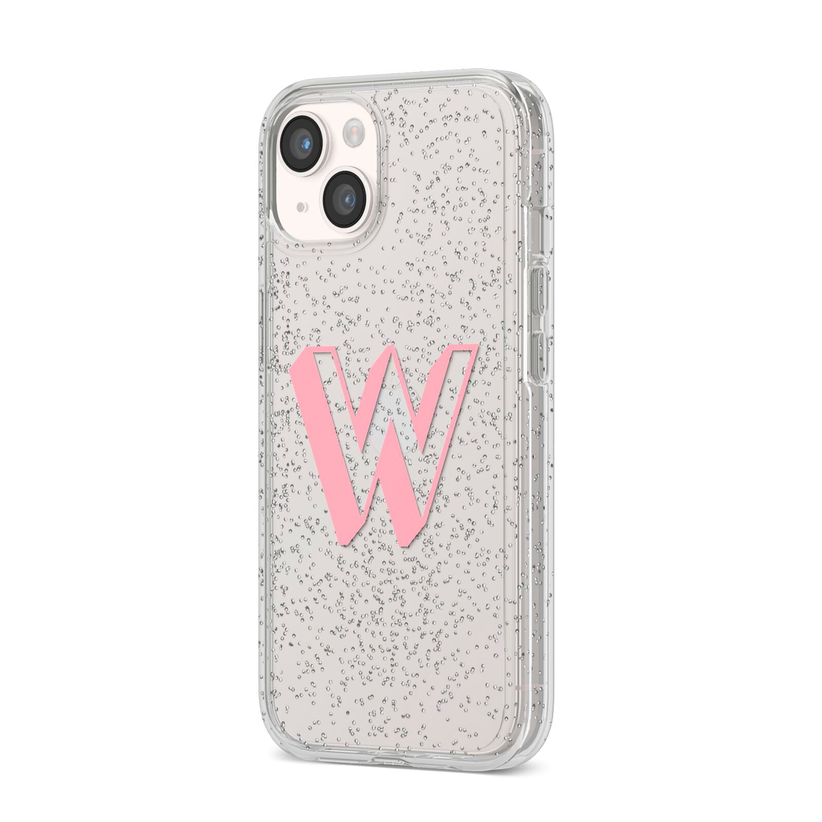 Drop Shadow Initial iPhone 14 Glitter Tough Case Starlight Angled Image