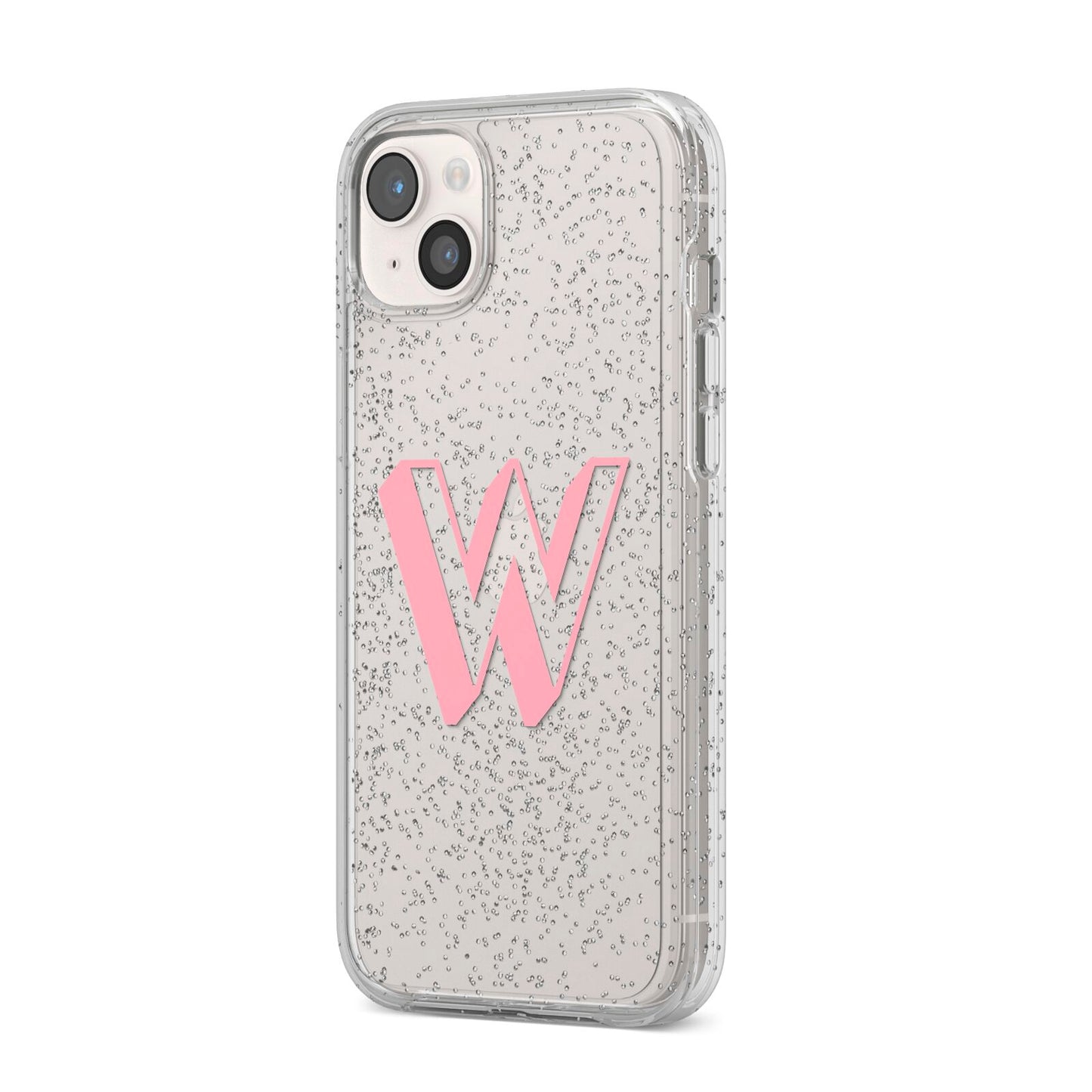 Drop Shadow Initial iPhone 14 Plus Glitter Tough Case Starlight Angled Image