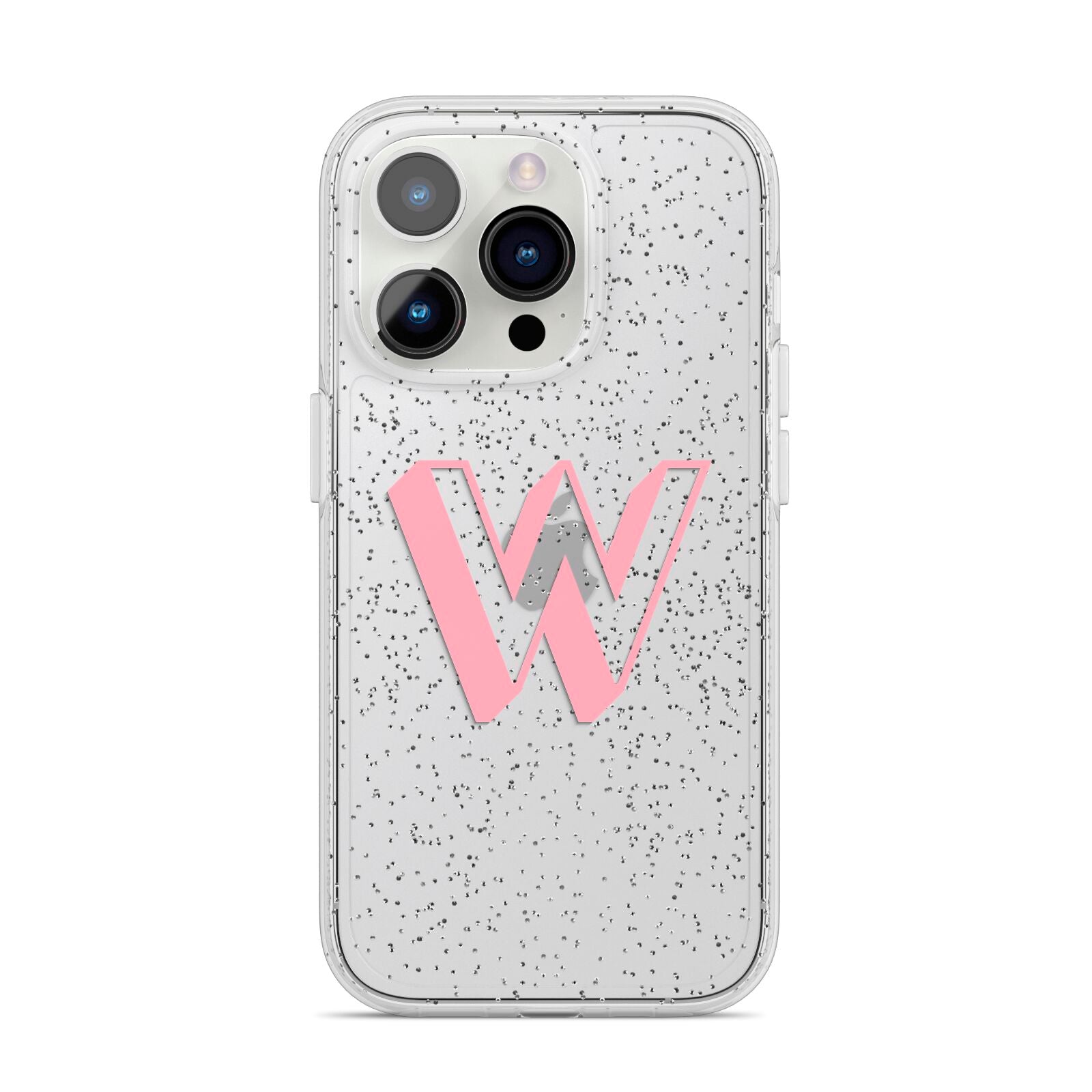 Drop Shadow Initial iPhone 14 Pro Glitter Tough Case Silver