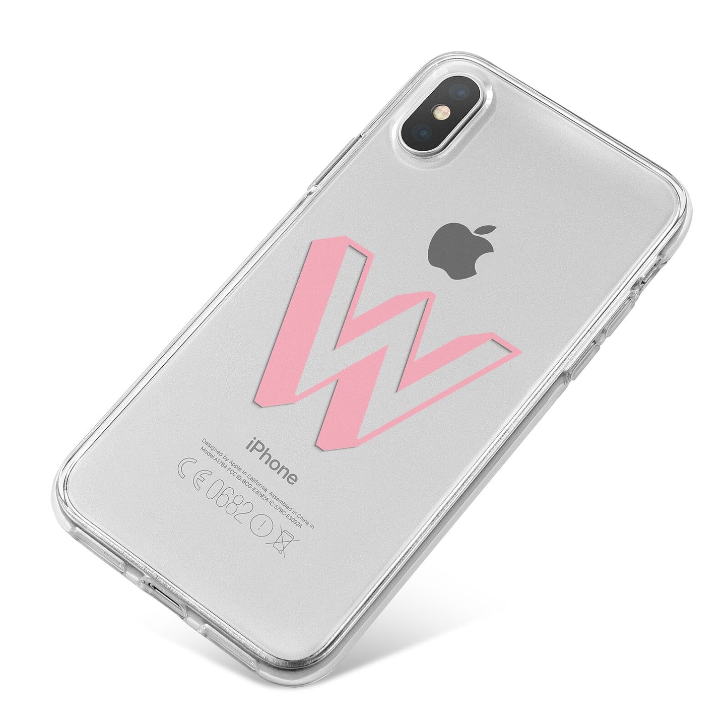 Drop Shadow Initial iPhone X Bumper Case on Silver iPhone