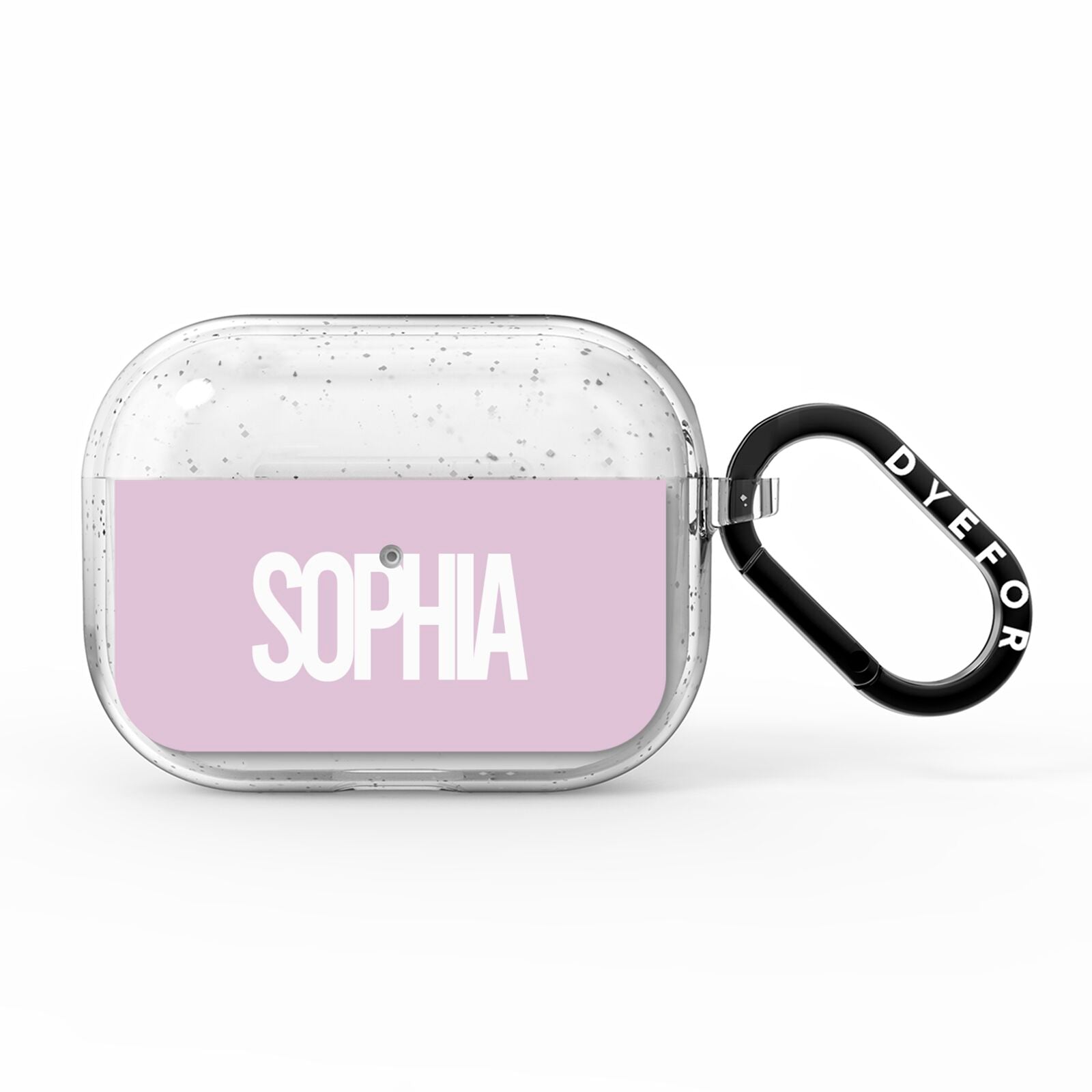 Dusty Pink with Bold White Text AirPods Pro Glitter Case