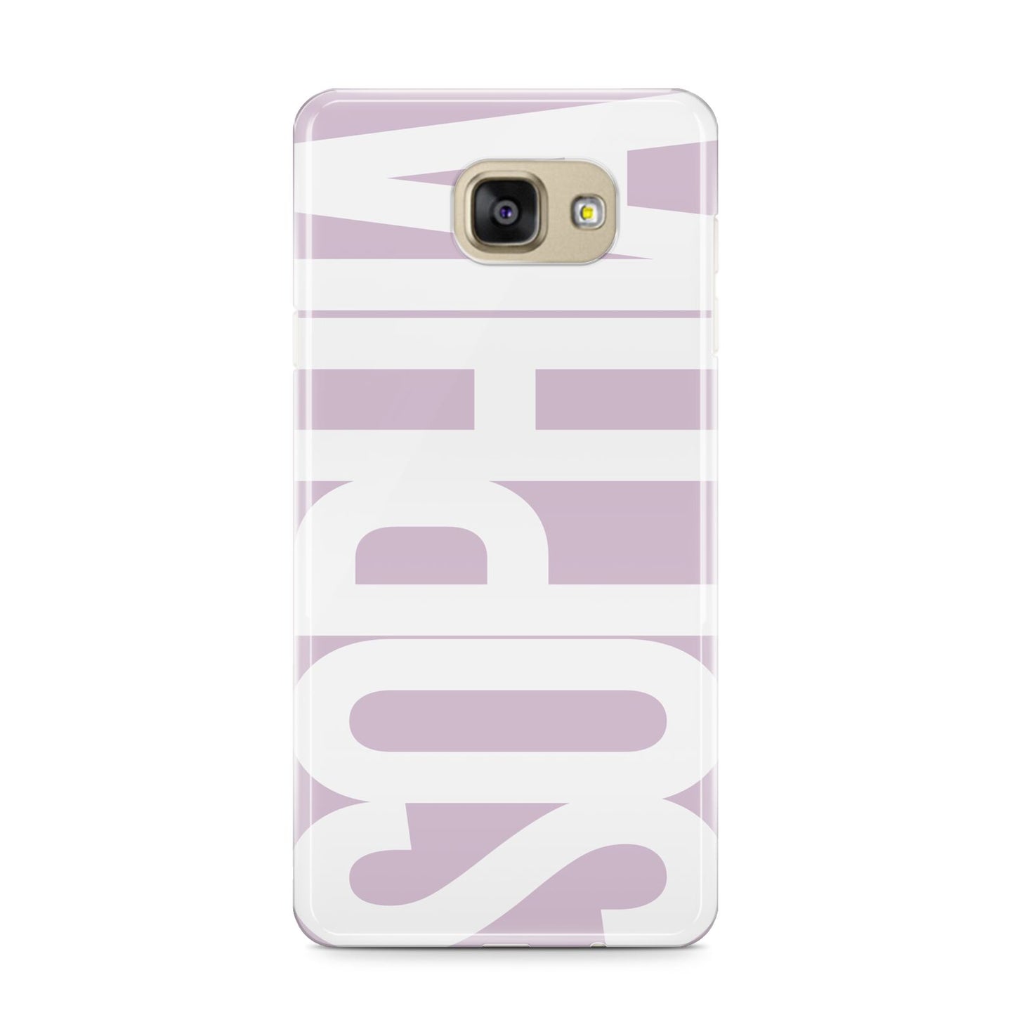 Dusty Pink with Bold White Text Samsung Galaxy A9 2016 Case on gold phone