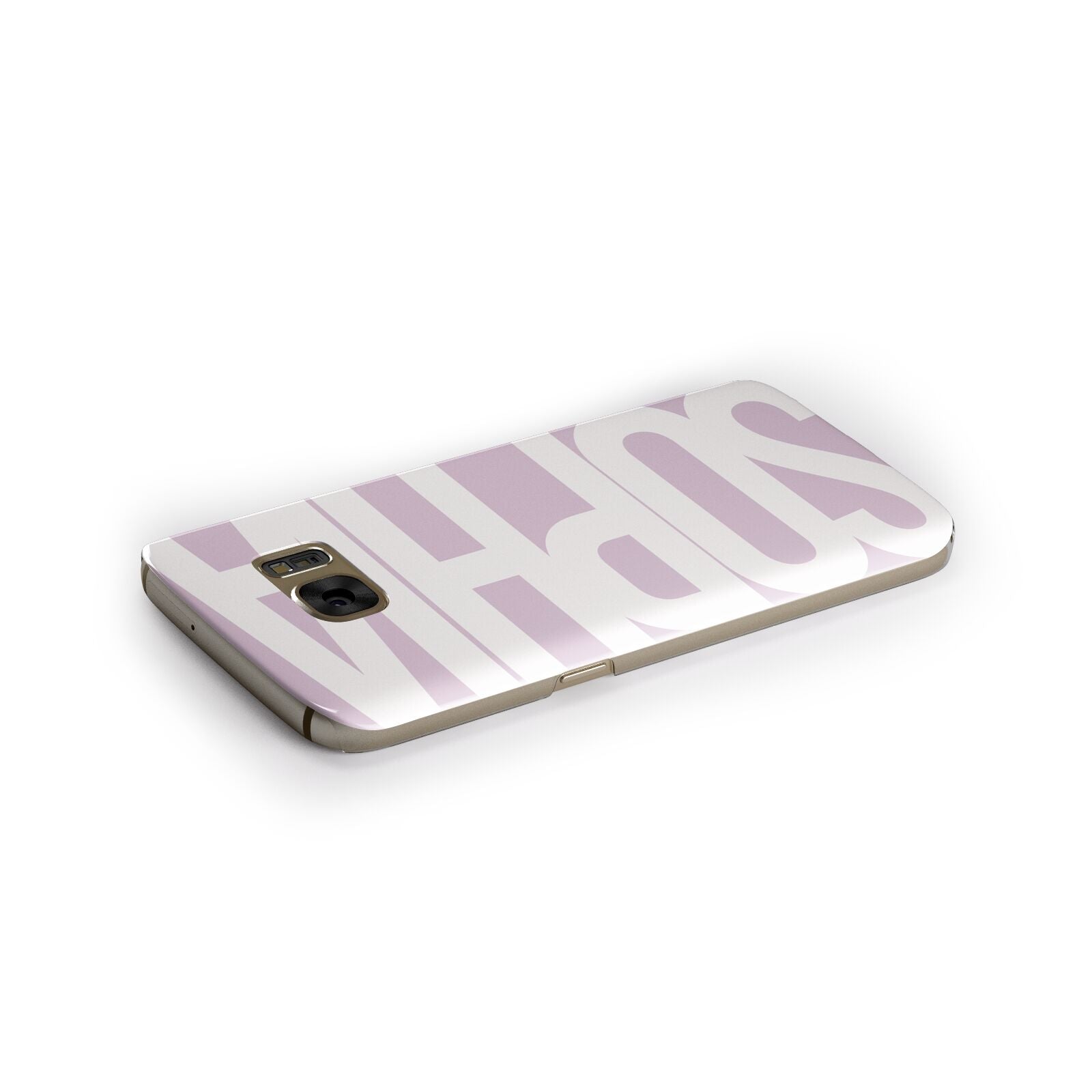 Dusty Pink with Bold White Text Samsung Galaxy Case Side Close Up