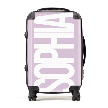 Dusty Pink with Bold White Text Suitcase