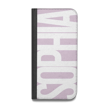 Dusty Pink with Bold White Text Vegan Leather Flip iPhone Case