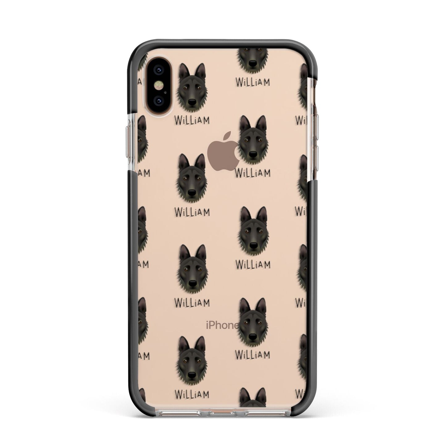 Dutch Shepherd Icon with Name Apple iPhone Xs Max Impact Case Black Edge on Gold Phone