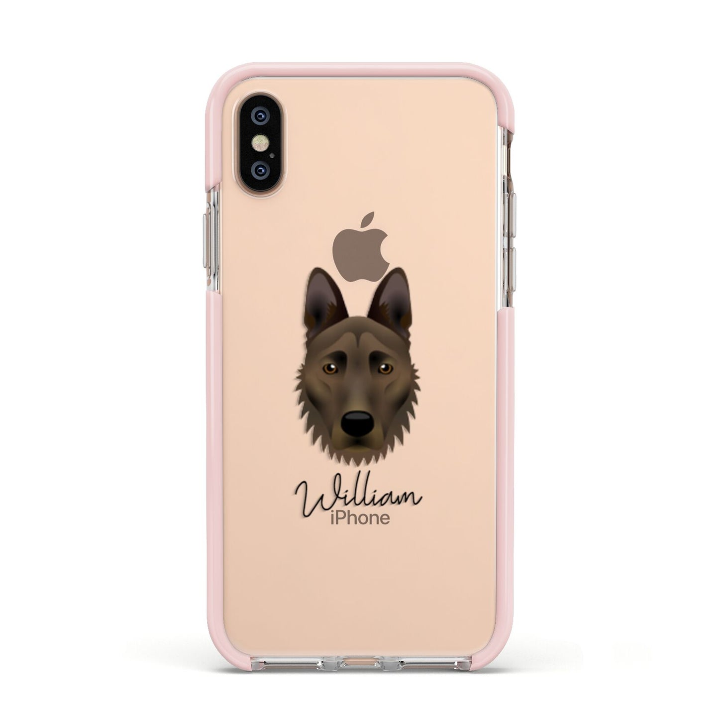 Dutch Shepherd Personalised Apple iPhone Xs Impact Case Pink Edge on Gold Phone