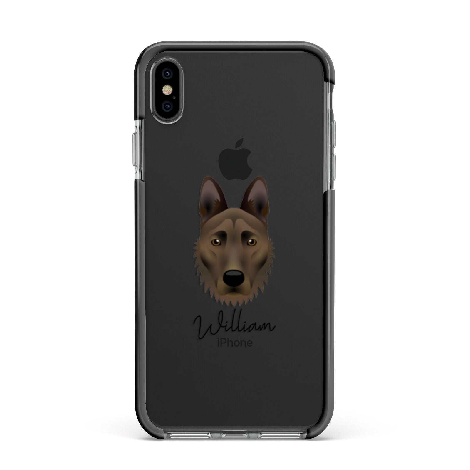 Dutch Shepherd Personalised Apple iPhone Xs Max Impact Case Black Edge on Black Phone