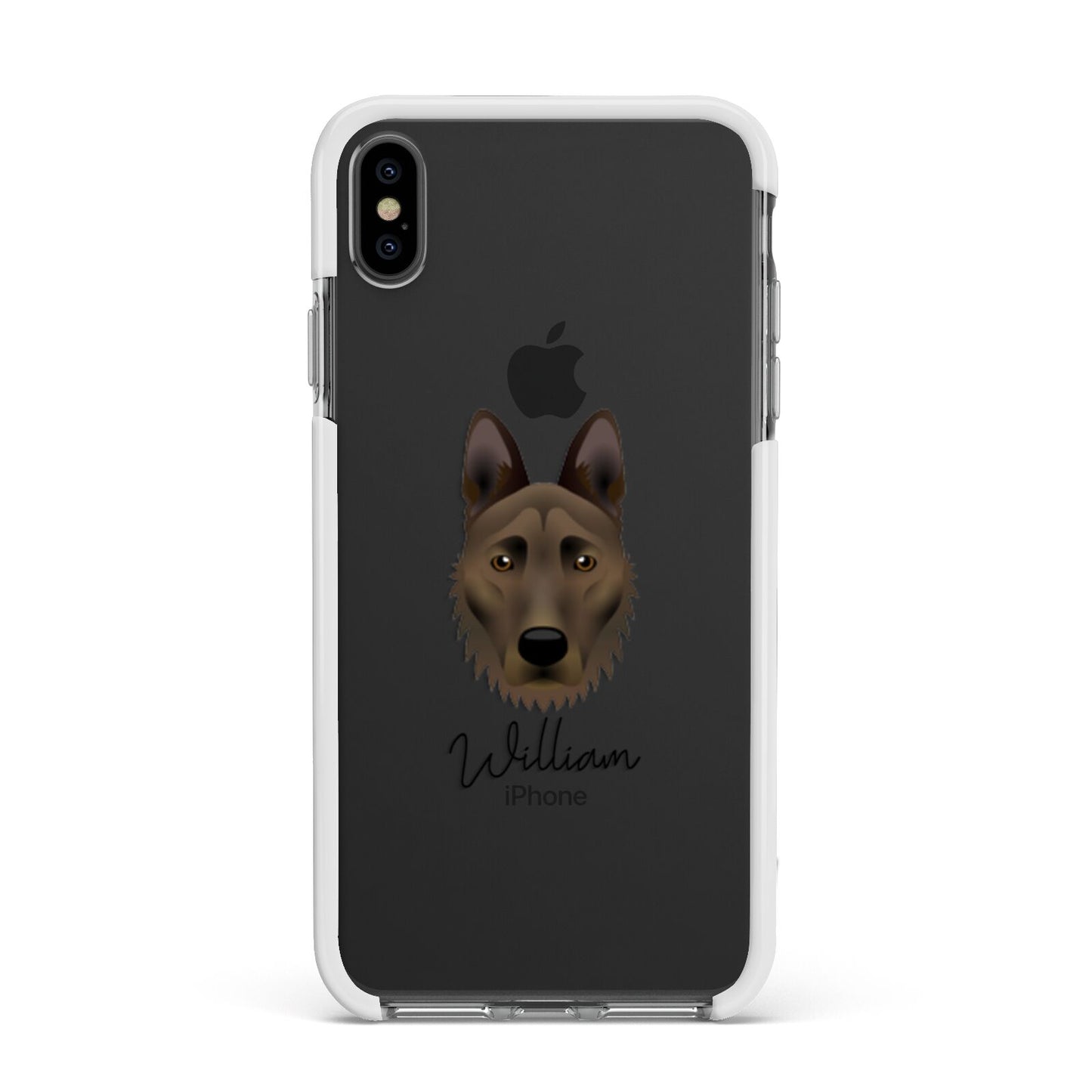 Dutch Shepherd Personalised Apple iPhone Xs Max Impact Case White Edge on Black Phone