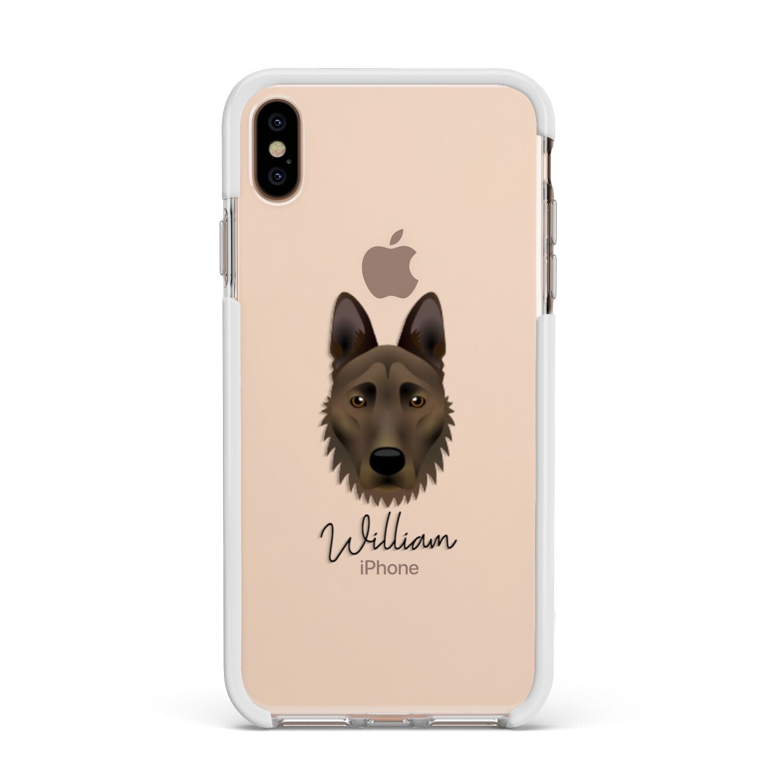 Dutch Shepherd Personalised Apple iPhone Xs Max Impact Case White Edge on Gold Phone