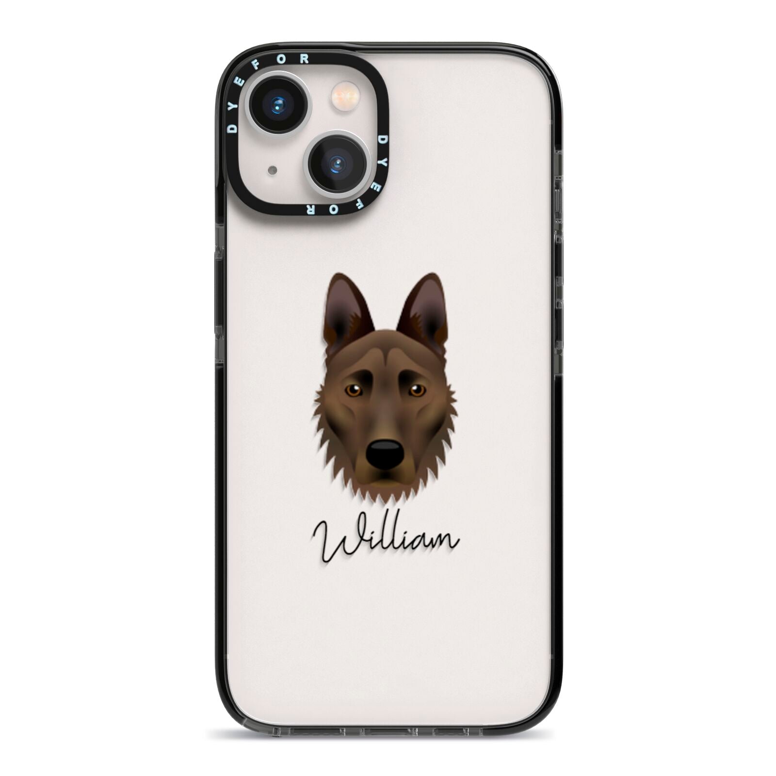 Dutch Shepherd Personalised iPhone 13 Black Impact Case on Silver phone