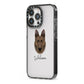 Dutch Shepherd Personalised iPhone 13 Pro Black Impact Case Side Angle on Silver phone