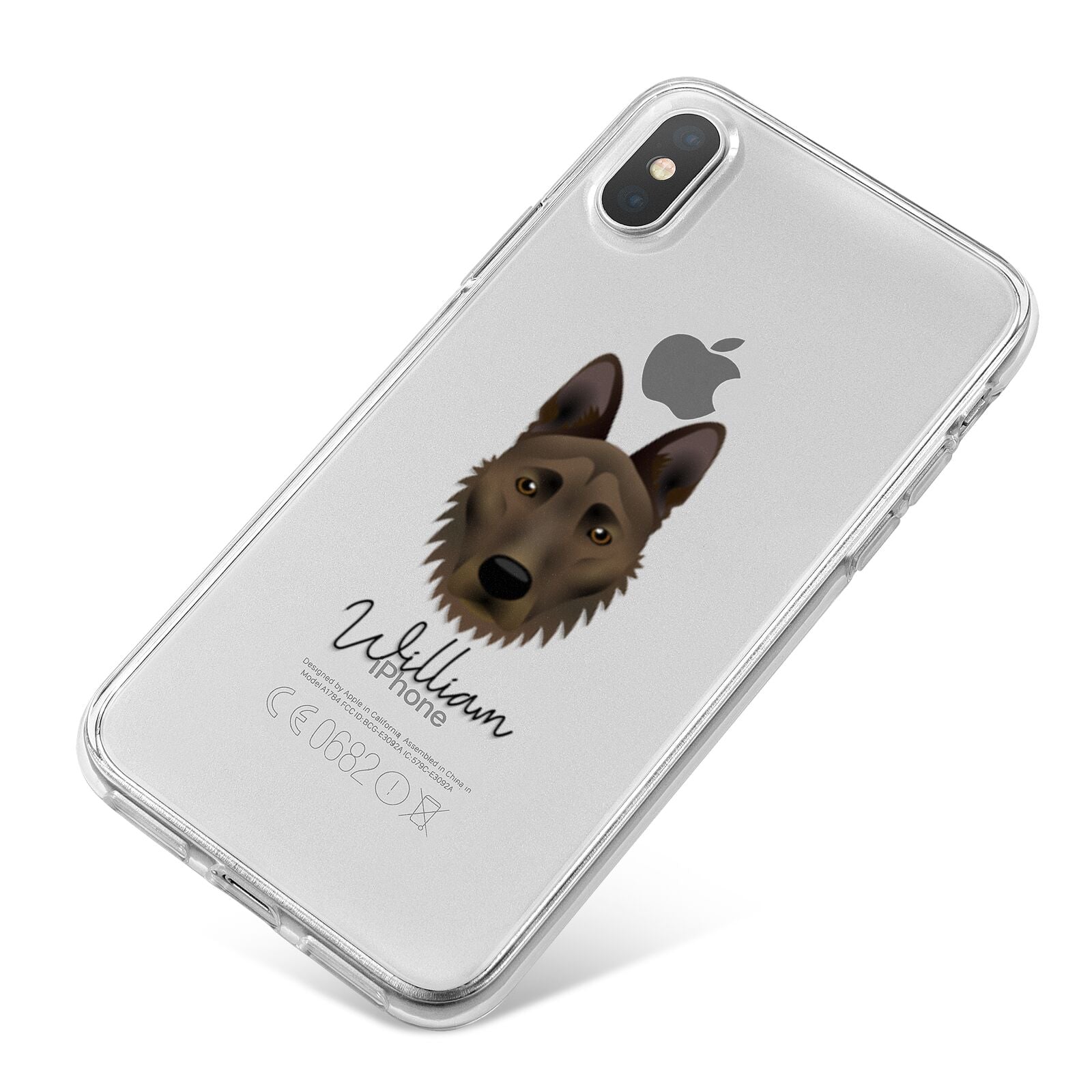 Dutch Shepherd Personalised iPhone X Bumper Case on Silver iPhone