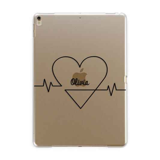 ECG Effect Heart Beats with Name Apple iPad Gold Case