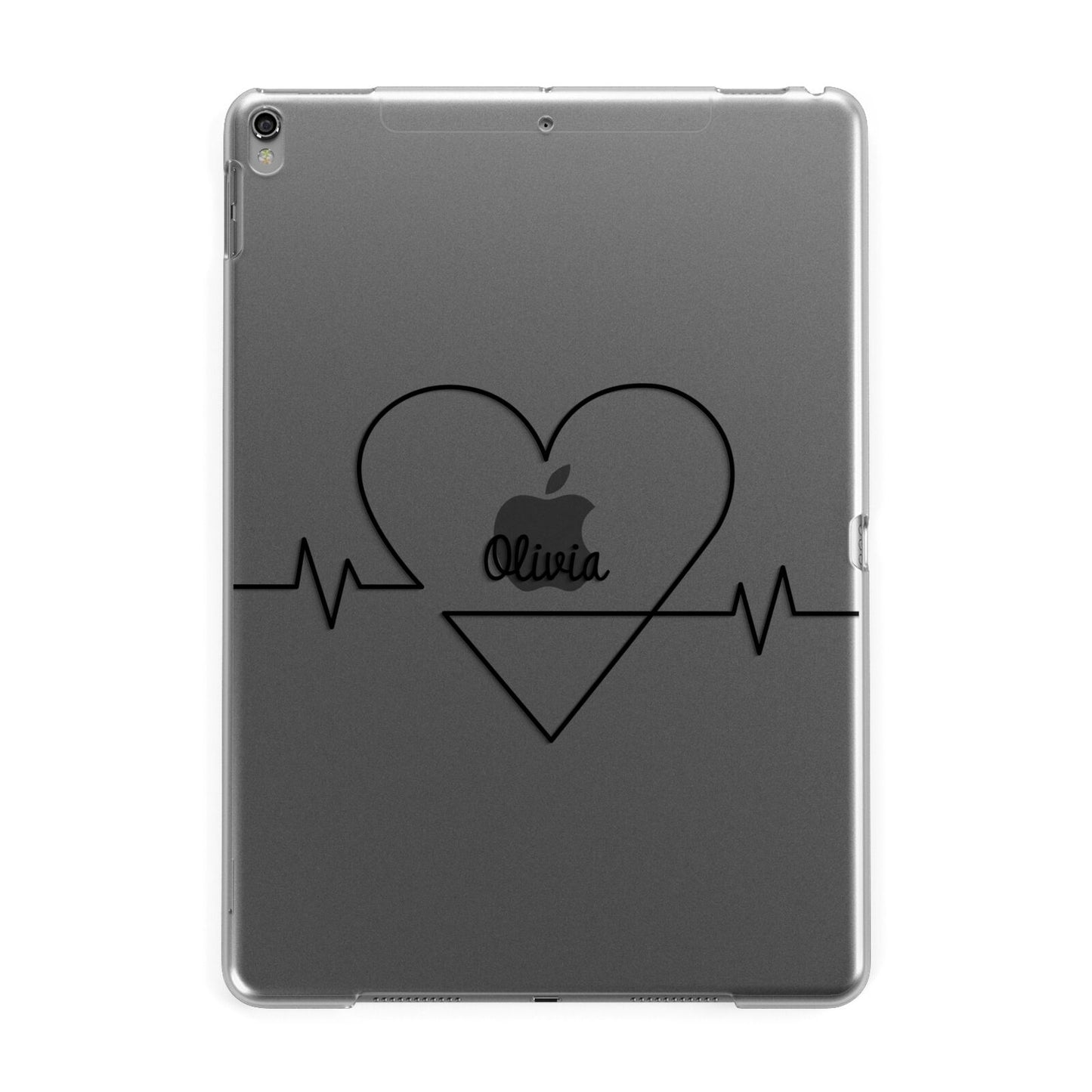 ECG Effect Heart Beats with Name Apple iPad Grey Case