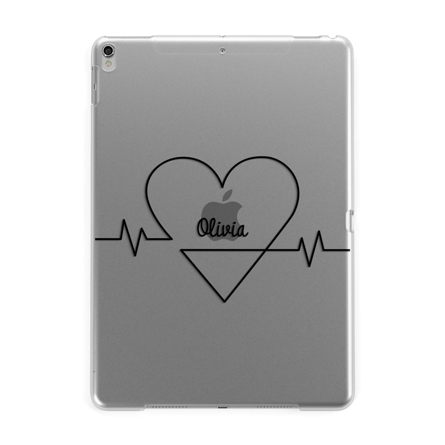 ECG Effect Heart Beats with Name Apple iPad Silver Case