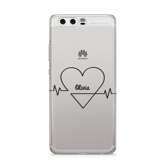 ECG Effect Heart Beats with Name Huawei P10 Phone Case