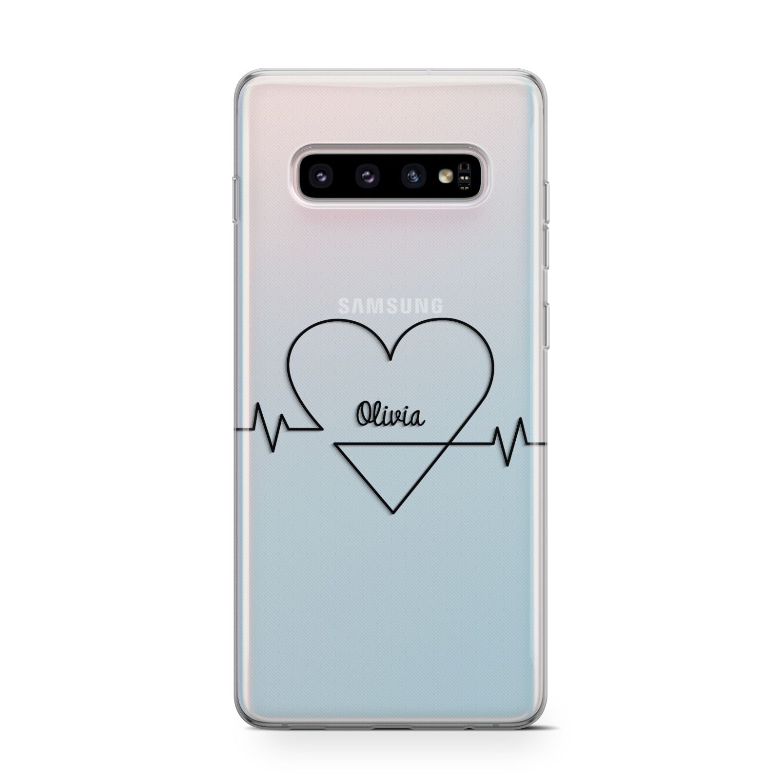 ECG Effect Heart Beats with Name Protective Samsung Galaxy Case