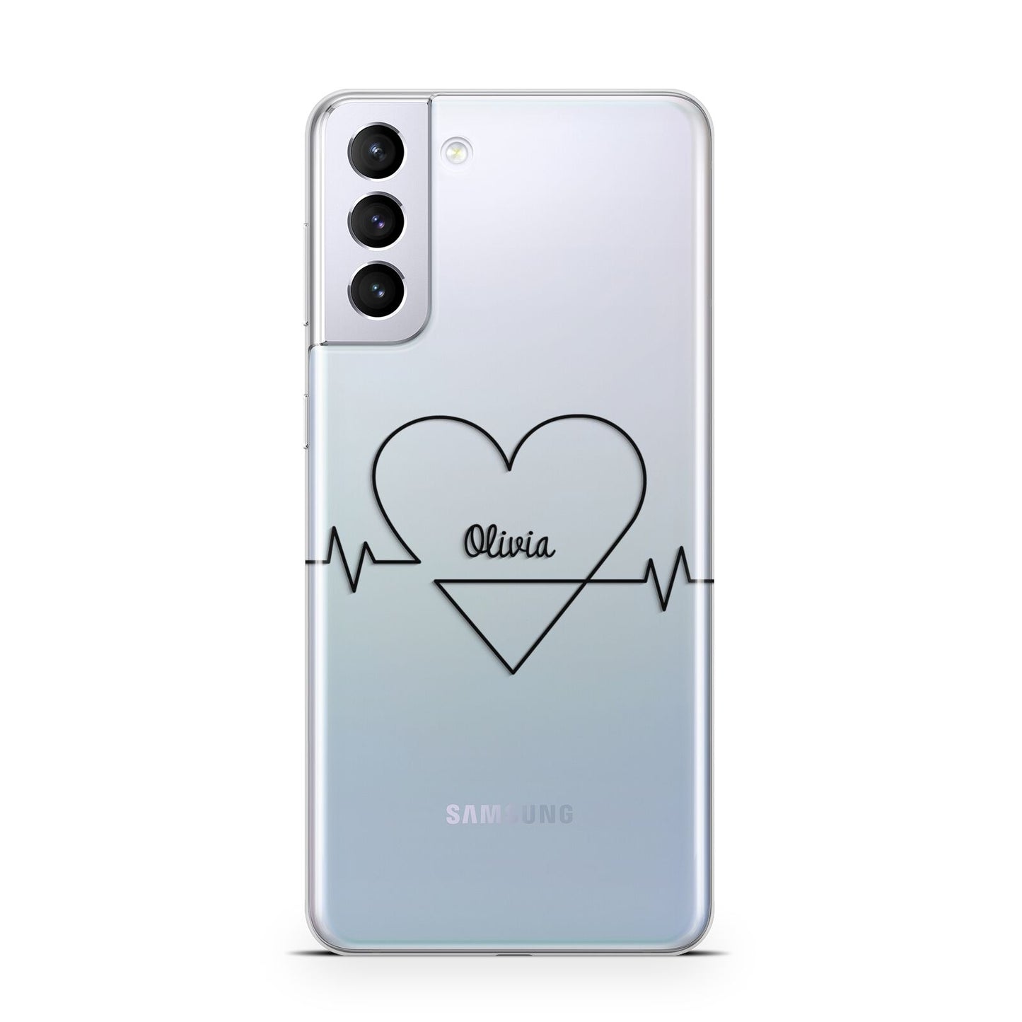 ECG Effect Heart Beats with Name Samsung S21 Plus Case