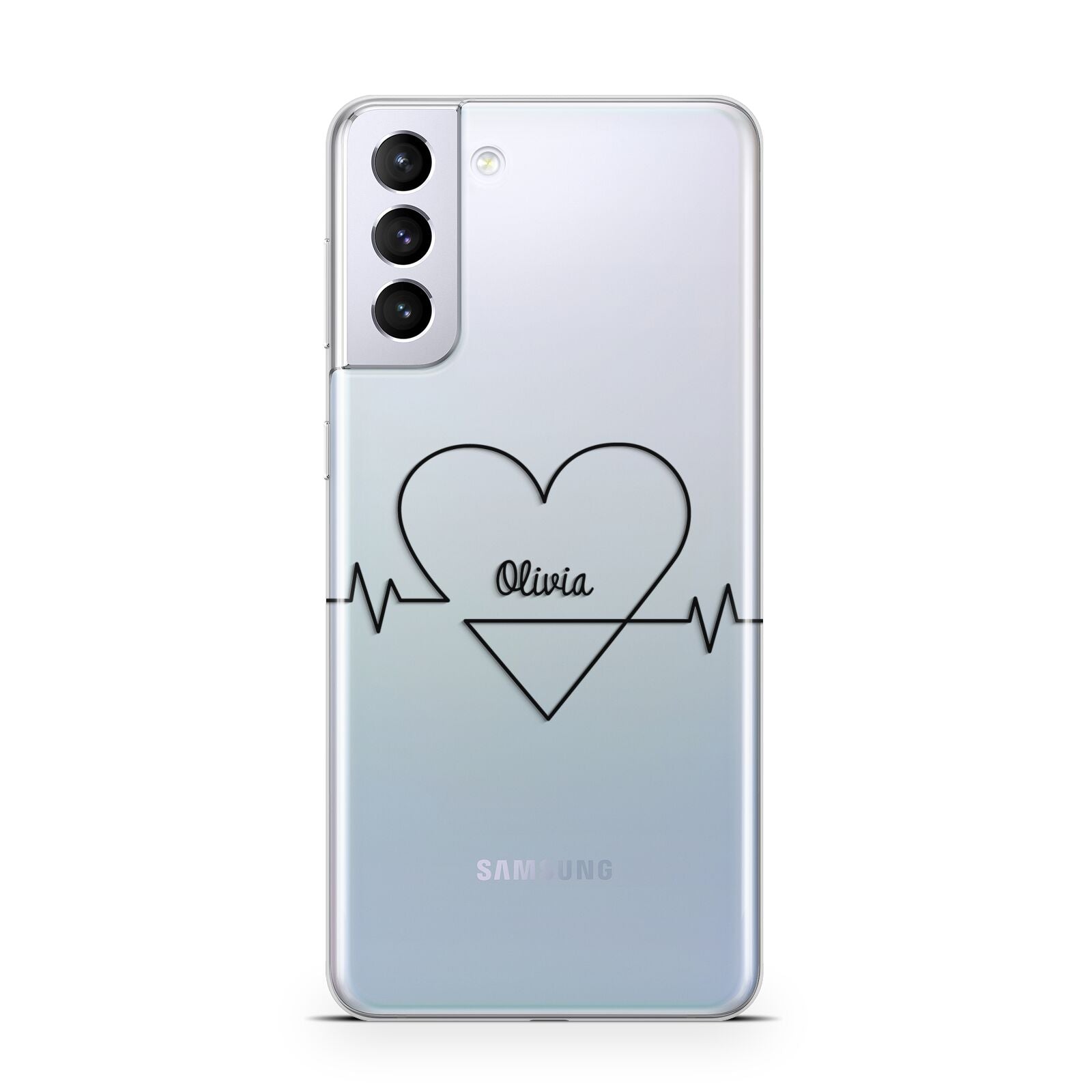 ECG Effect Heart Beats with Name Samsung S21 Plus Case