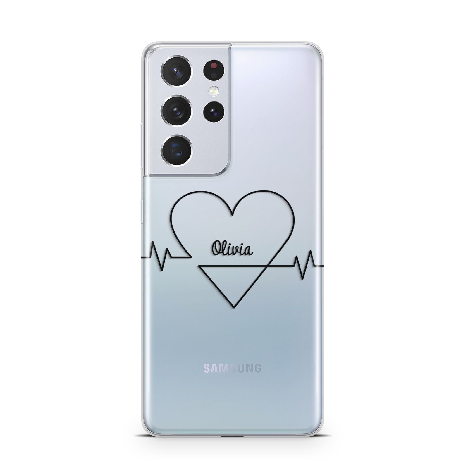 ECG Effect Heart Beats with Name Samsung S21 Ultra Case