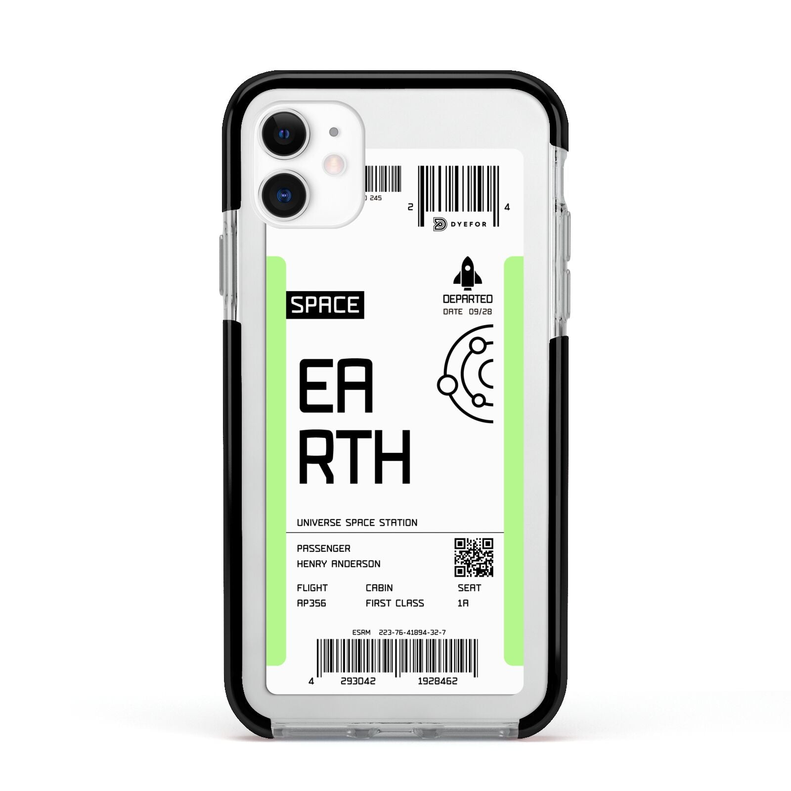 Earth Boarding Pass Apple iPhone 11 in White with Black Impact Case