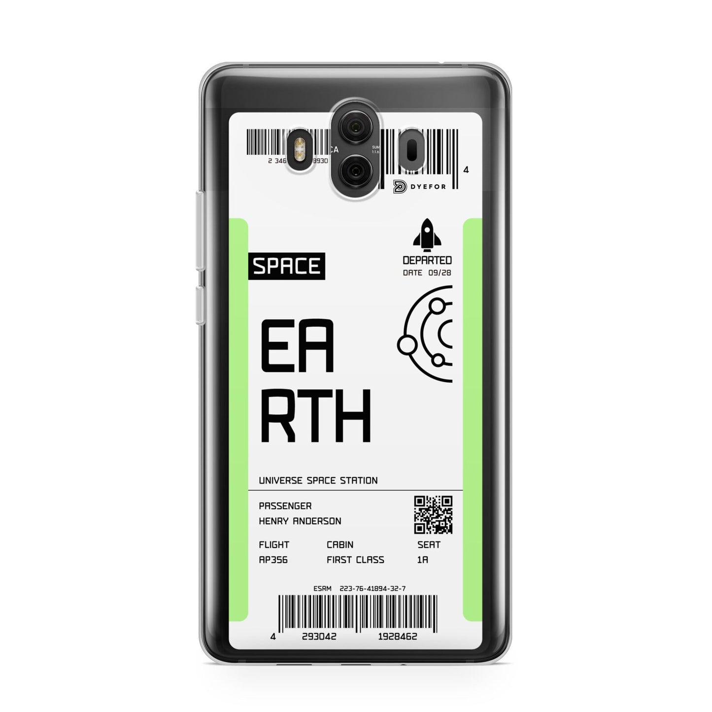 Earth Boarding Pass Huawei Mate 10 Protective Phone Case