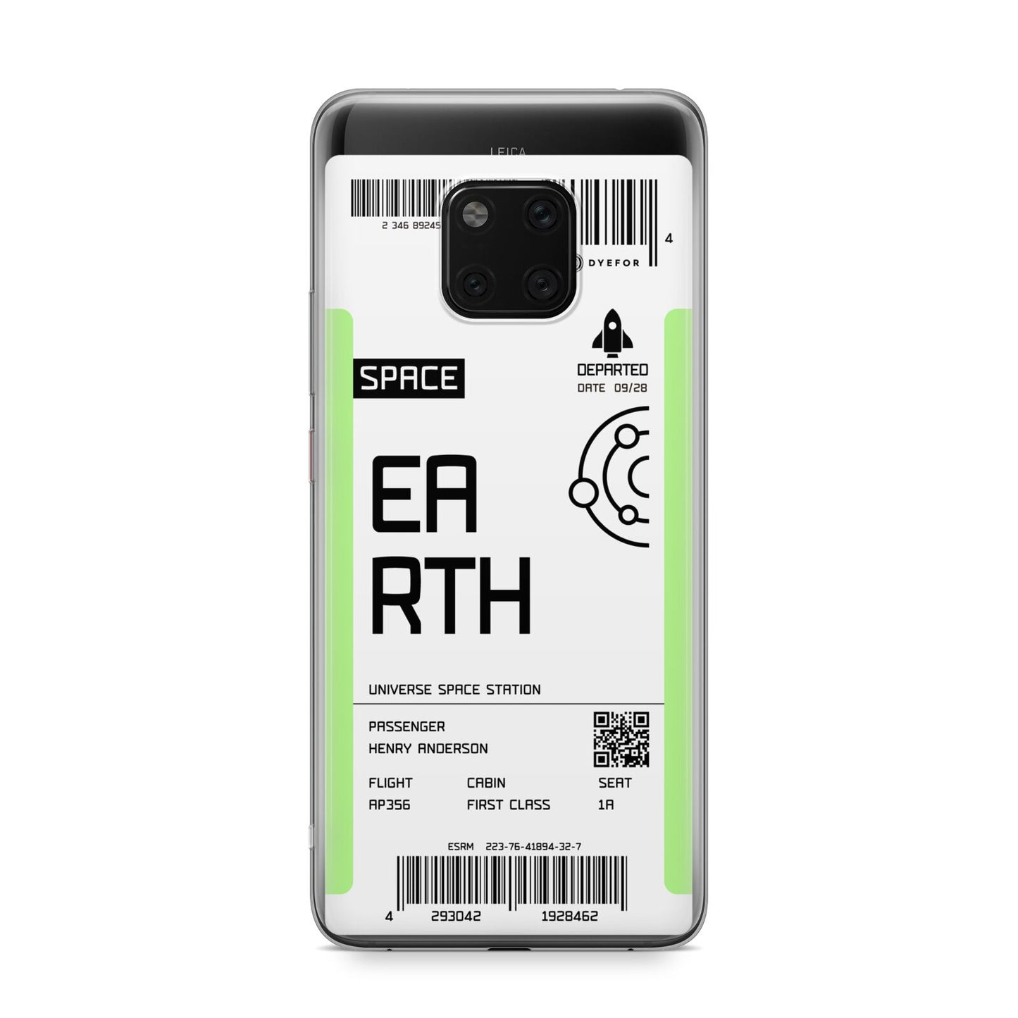 Earth Boarding Pass Huawei Mate 20 Pro Phone Case