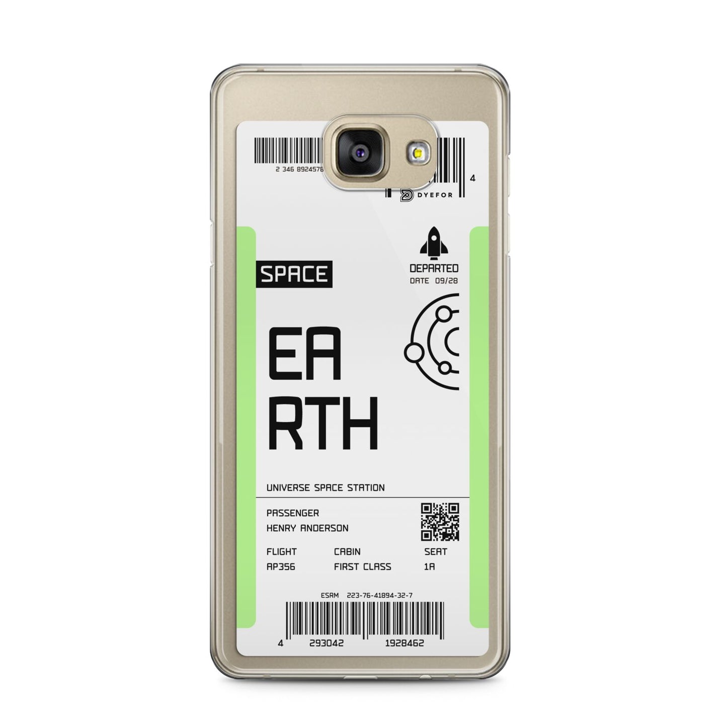 Earth Boarding Pass Samsung Galaxy A5 2016 Case on gold phone