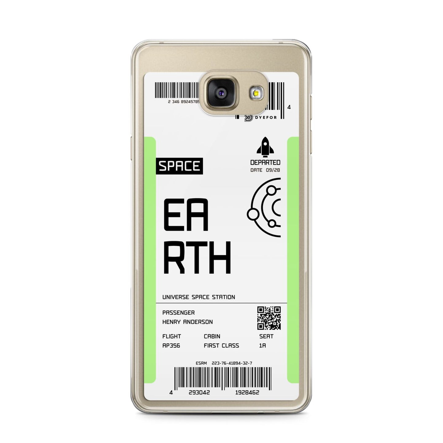 Earth Boarding Pass Samsung Galaxy A7 2016 Case on gold phone