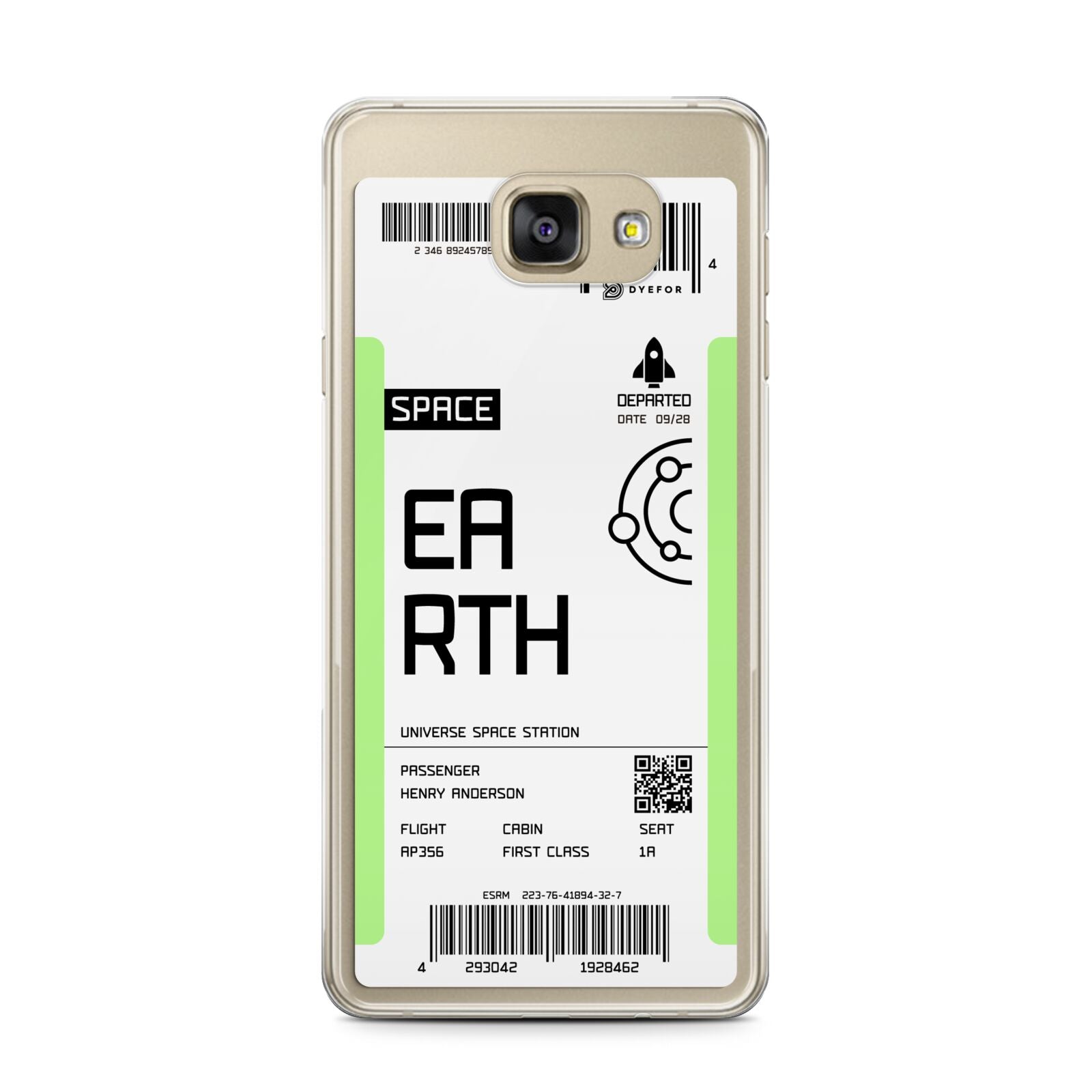 Earth Boarding Pass Samsung Galaxy A7 2016 Case on gold phone