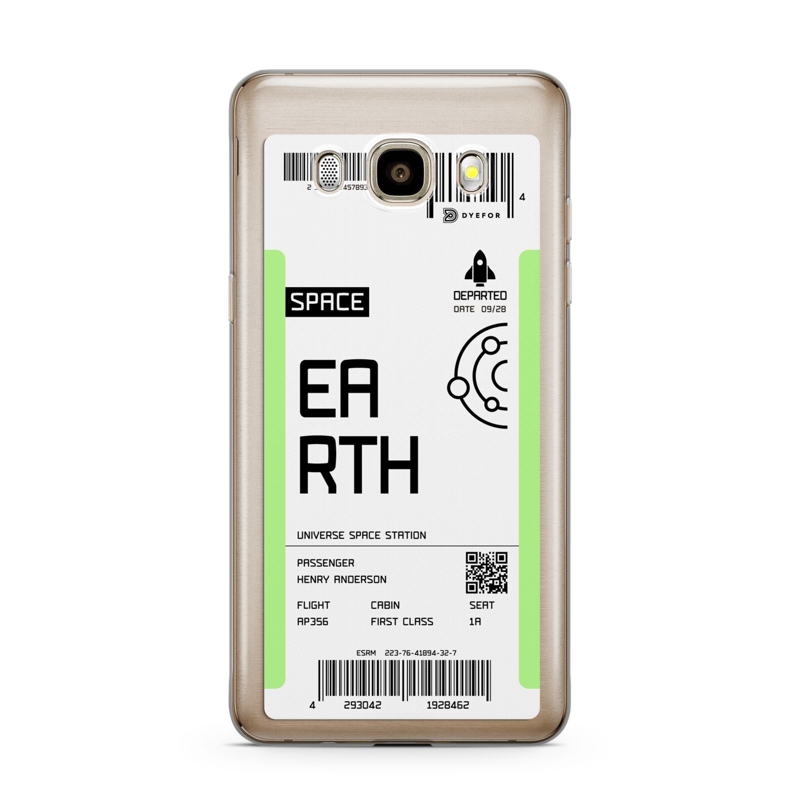 Earth Boarding Pass Samsung Galaxy J7 2016 Case on gold phone