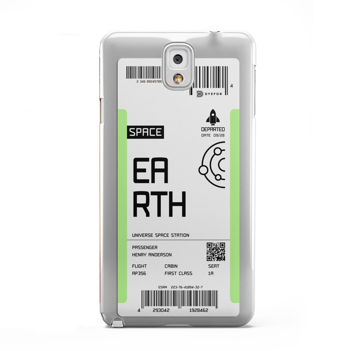 Earth Boarding Pass Samsung Galaxy Note 3 Case