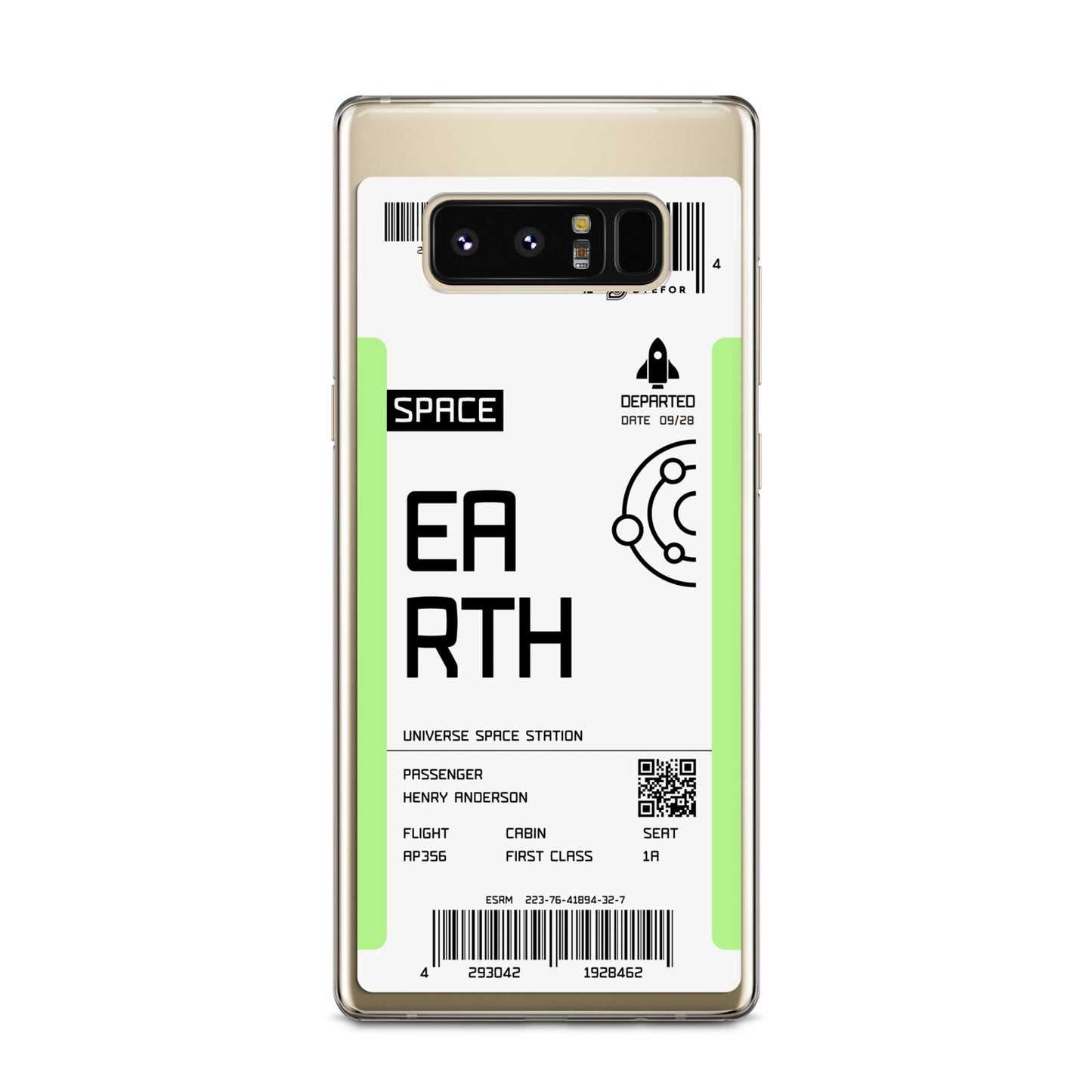 Earth Boarding Pass Samsung Galaxy Note 8 Case