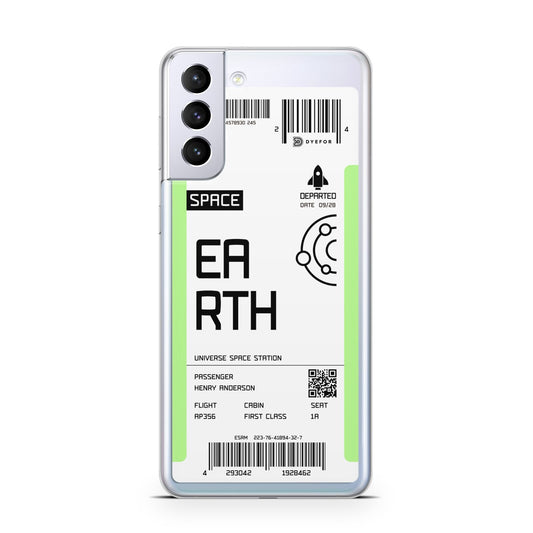 Earth Boarding Pass Samsung S21 Plus Phone Case