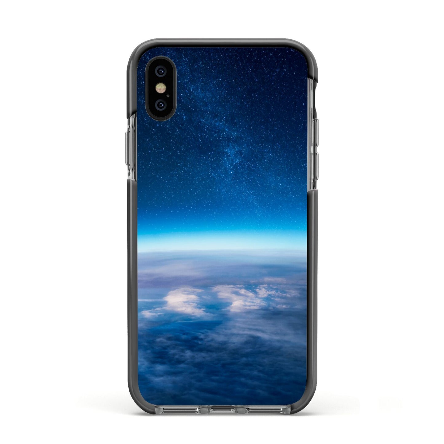 Earth In Space Apple iPhone Xs Impact Case Black Edge on Black Phone