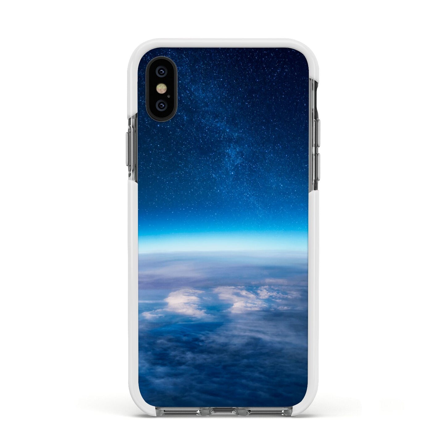 Earth In Space Apple iPhone Xs Impact Case White Edge on Black Phone