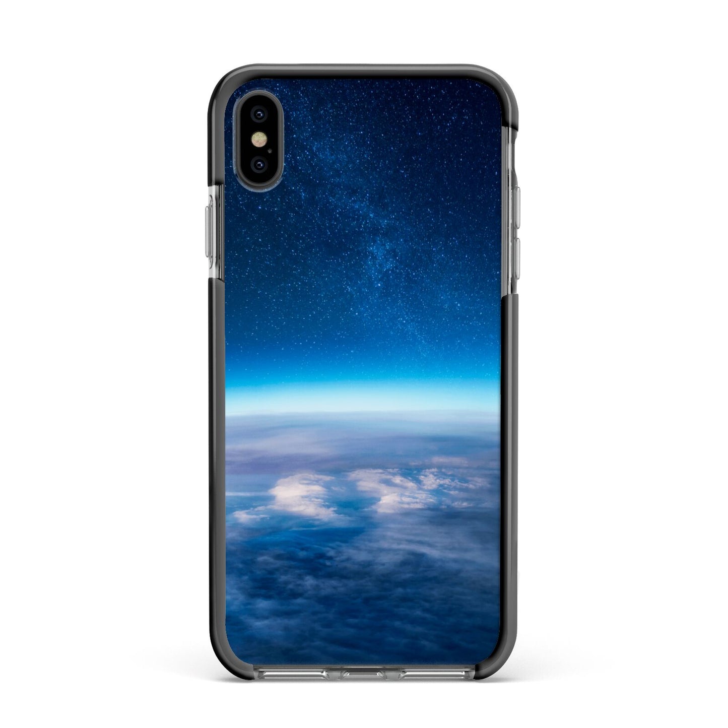 Earth In Space Apple iPhone Xs Max Impact Case Black Edge on Black Phone