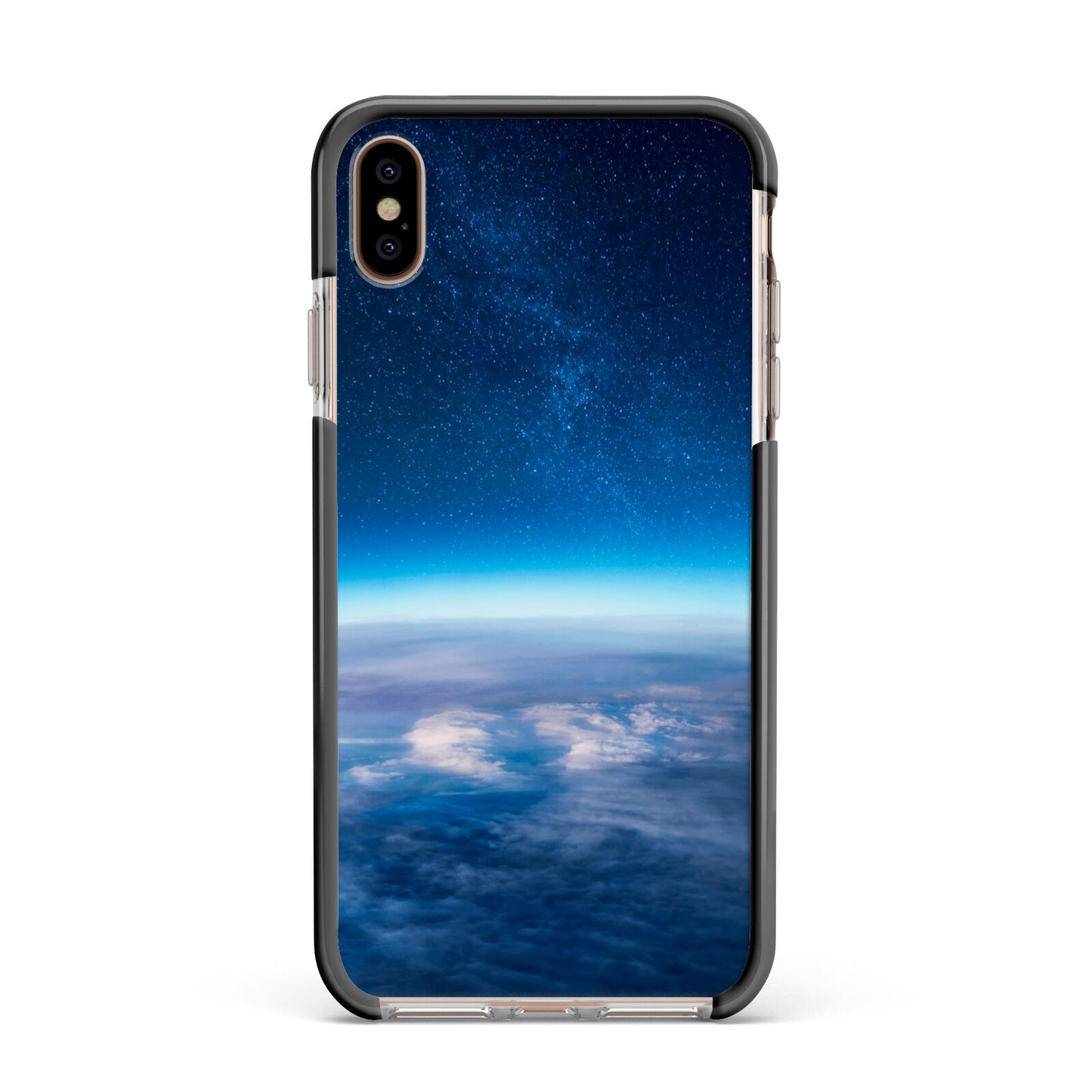 Earth In Space Apple iPhone Xs Max Impact Case Black Edge on Gold Phone