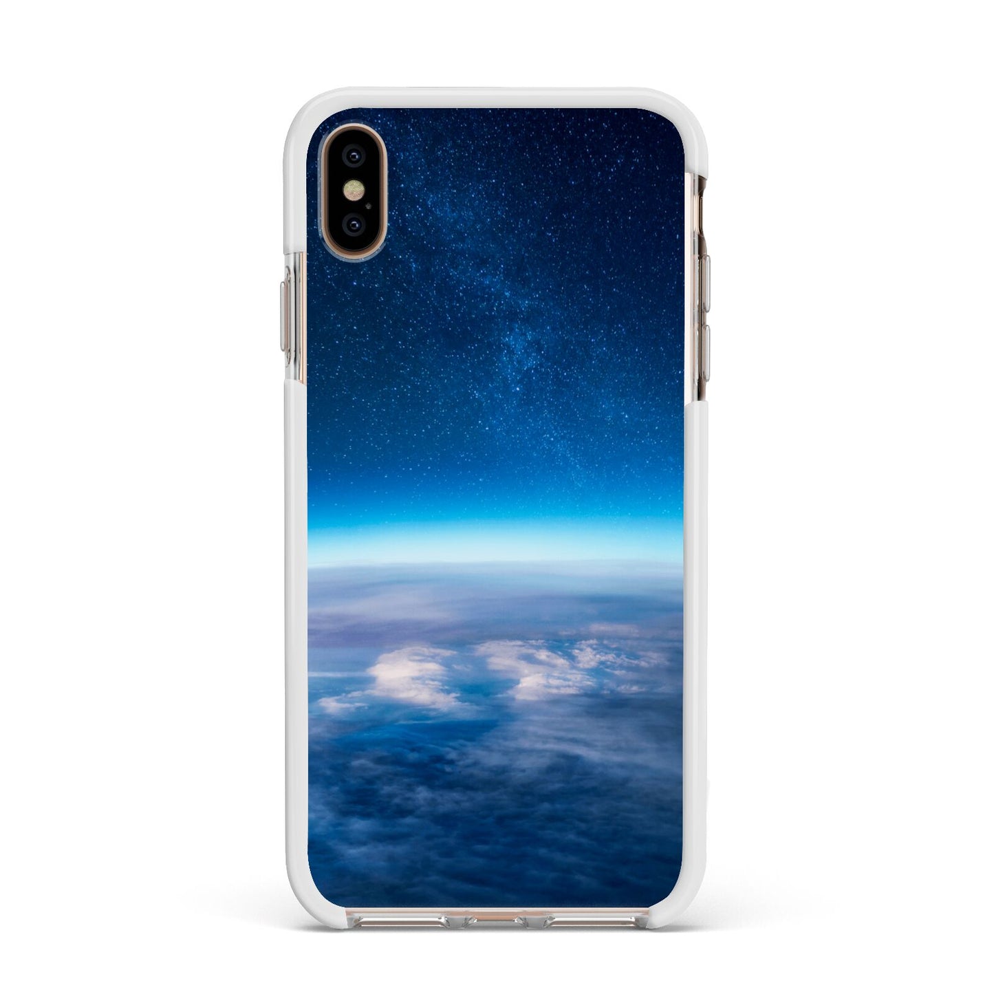 Earth In Space Apple iPhone Xs Max Impact Case White Edge on Gold Phone