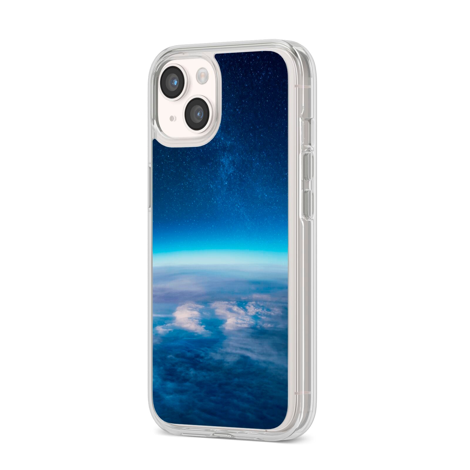 Earth In Space iPhone 14 Clear Tough Case Starlight Angled Image