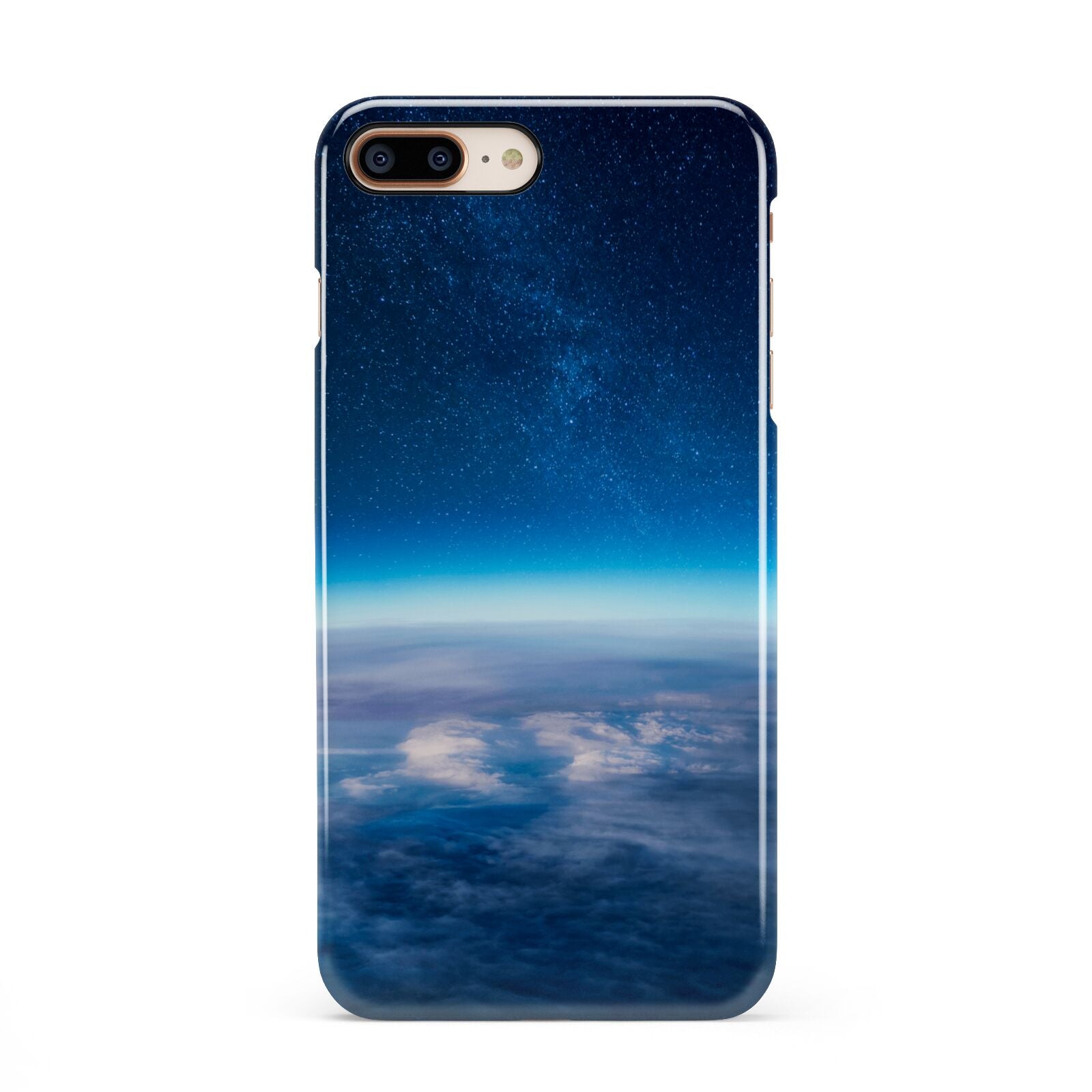 Earth In Space iPhone 8 Plus 3D Snap Case on Gold Phone