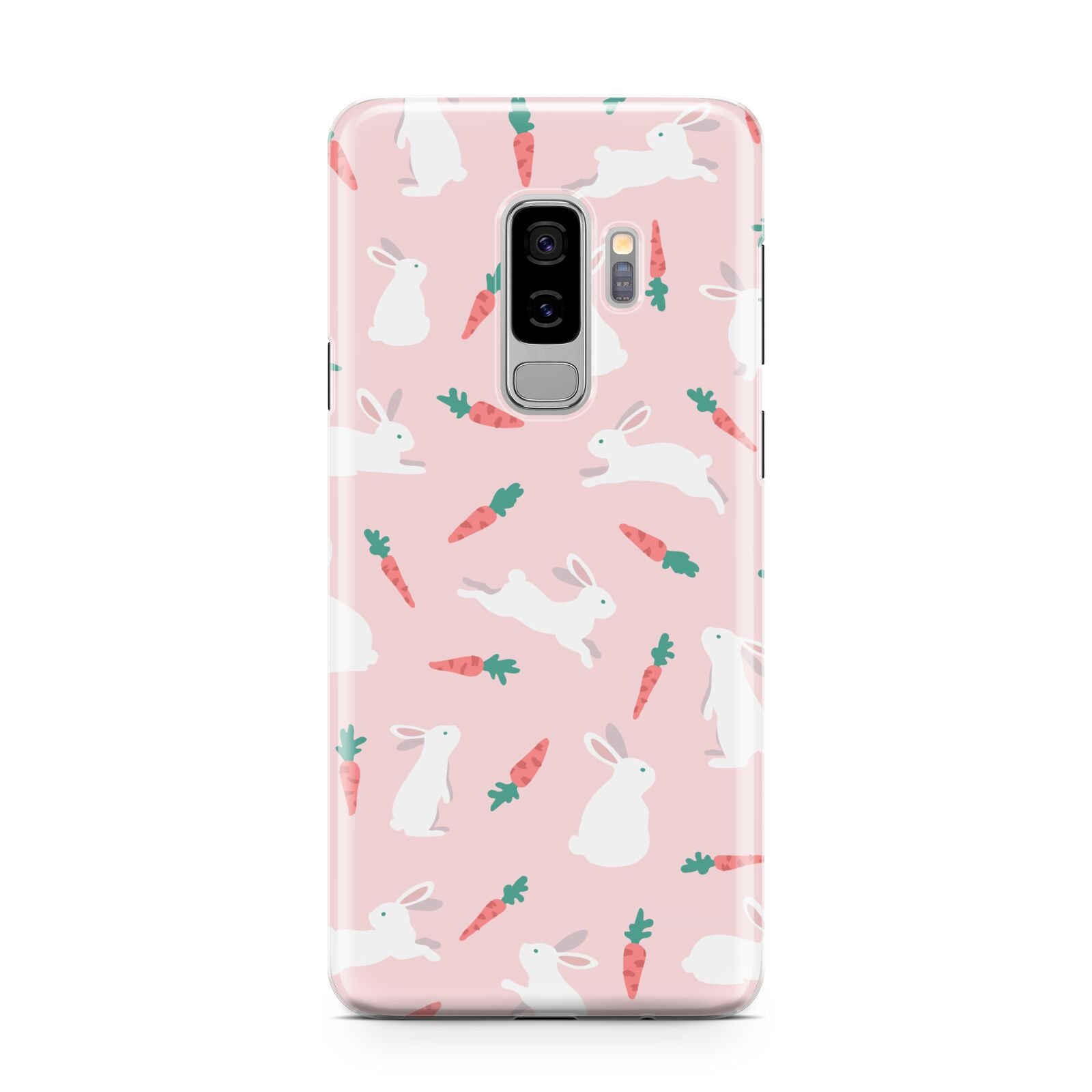 Easter Bunny And Carrot Samsung Galaxy S9 Plus Case on Silver phone